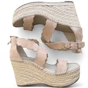 Marc Fisher Calita light Natural Suede Wedge Sandals 7.5
